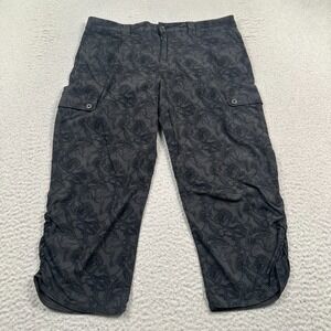 Eddie Bauer Travex Pants Womens 10 Cropped Cargo Nylon Hiking Utility Gray Capri